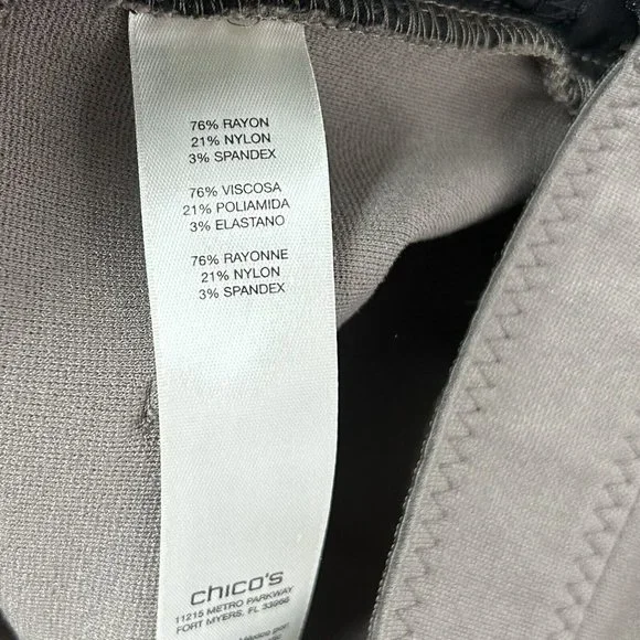 Chicos So Slimming Ponte Pants Womens Size 3 US 16 Taupe Tan Peyton - Picture 9 of 10